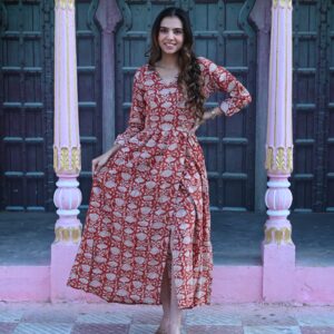 BAGRU HANDBLOCK PRINTED DRESS