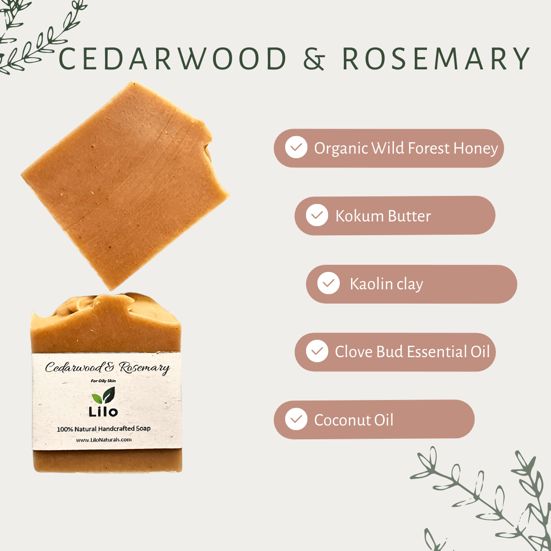 Cedarwood & Rosemary | For Oily Skin | Activated Charcoal | Organic Wild Forest Honey | Kokum Butter | Cedarwood | Rosemary | Cold Pressed Coconut Oil - Image 2