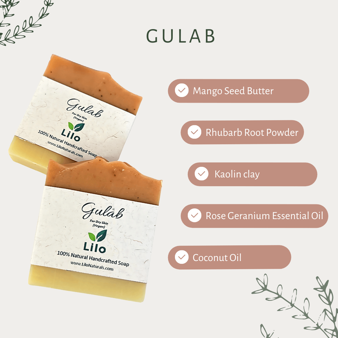 Gulab | For Dry Skin | Mango Seed Butter | Rhubarb Root Powder | Cold Pressed Coconut Oil | Rose - Image 2