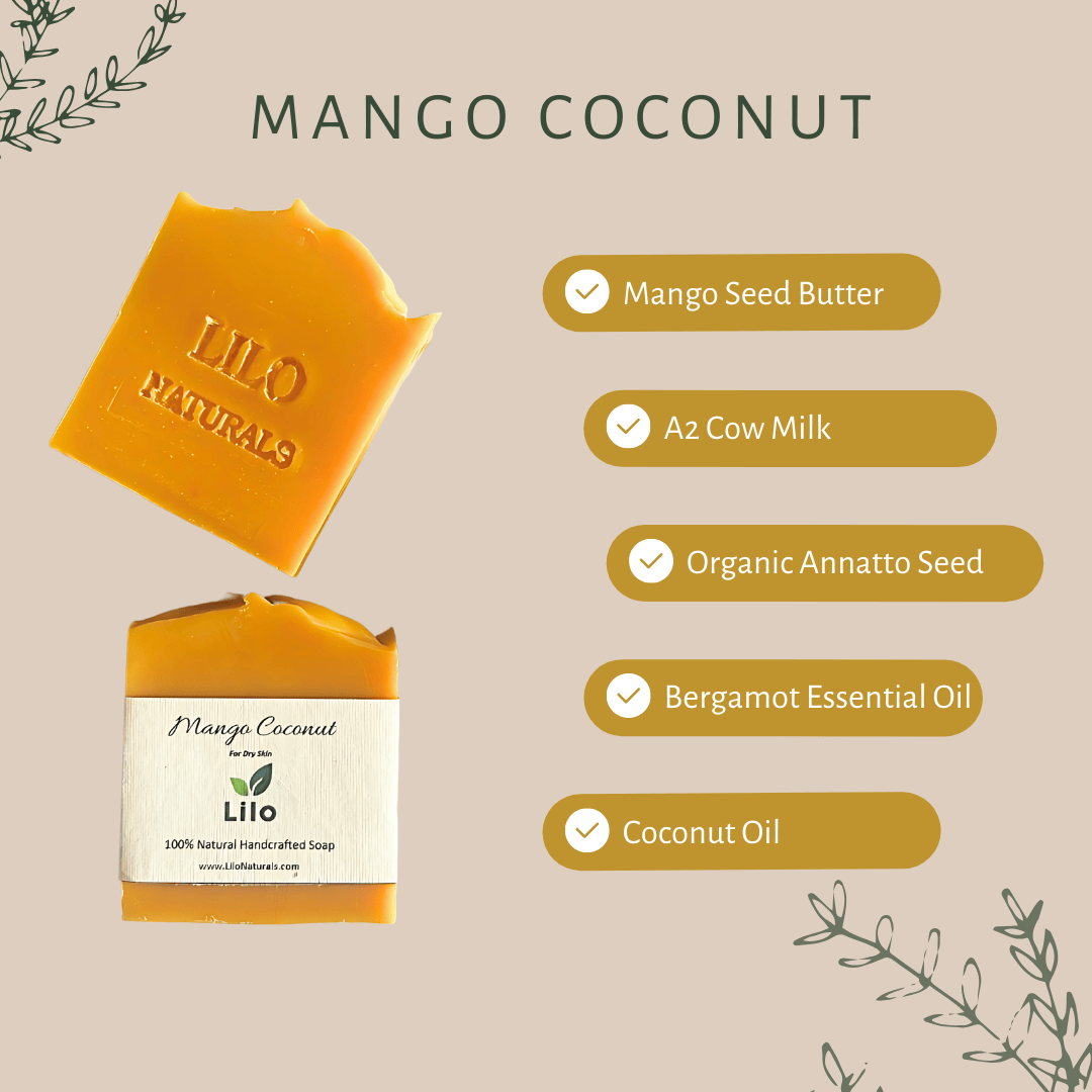 Mango Coconut | For Dry Skin | Mango Seed Butter | Fresh A2 Cow Milk | Organic Annatto seed | Lemon | Lavender | Cold Pressed Coconut Oil - Image 2