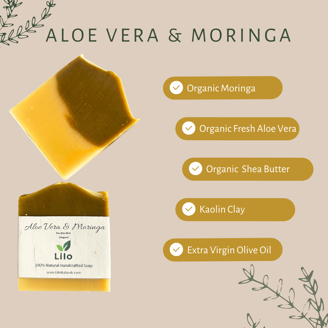 Aloe Vera & Moringa | For Dry Skin | Organic Moringa | Organic Fresh Aloe Vera | Organic Shea Butter | Cocoa Butter | Extra Virgin Olive Oil | Cold Pressed Coconut Oil | Lemongrass | Lime | Eucalyptus - Image 2