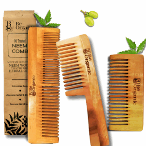 Natural wooden neem comb for healthy hair and dandruff control