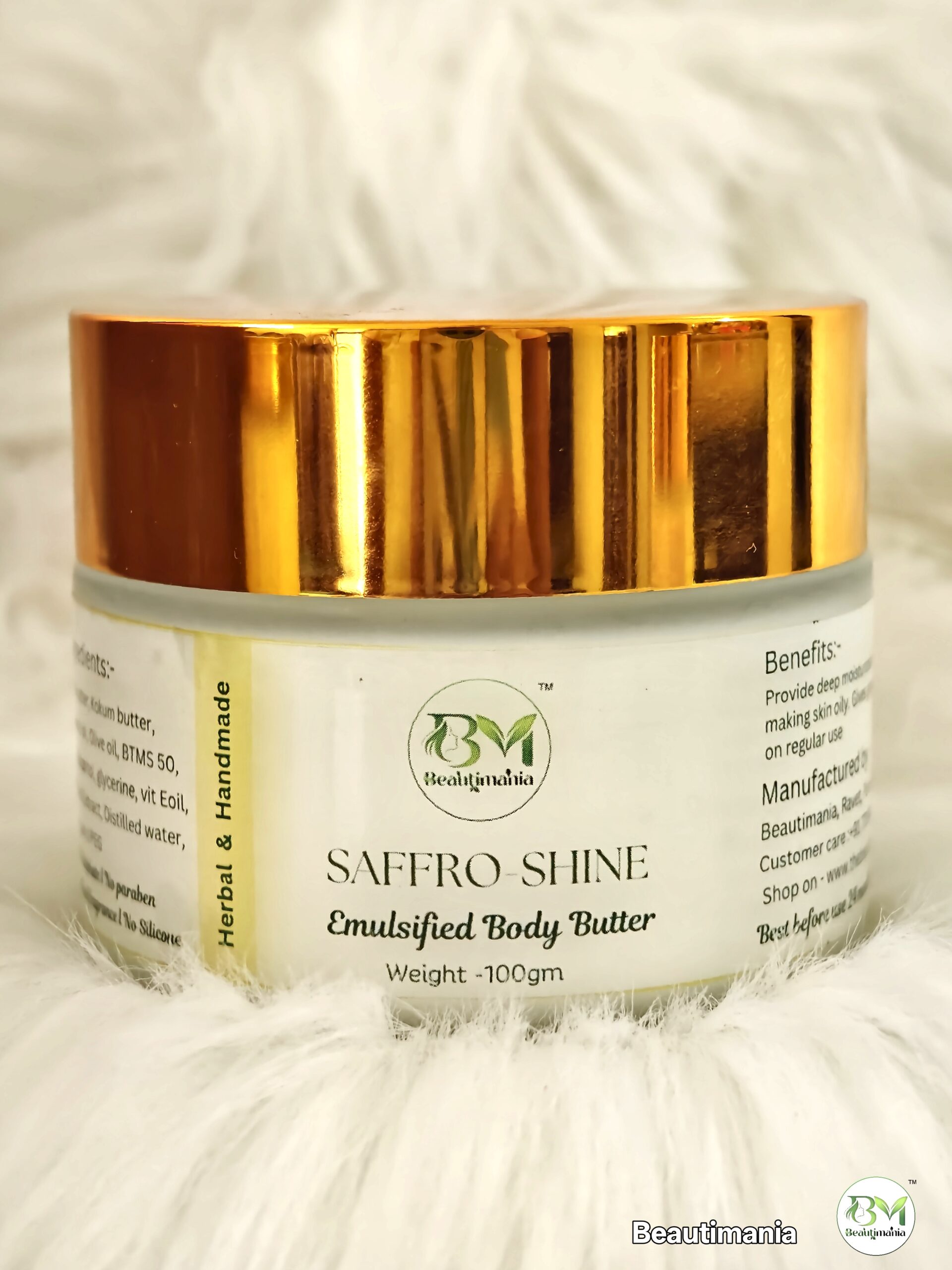 Beautimania Saffro-Shine , Emulsified Body Butter l Herbal moisturizer for deep hydration without stickiness