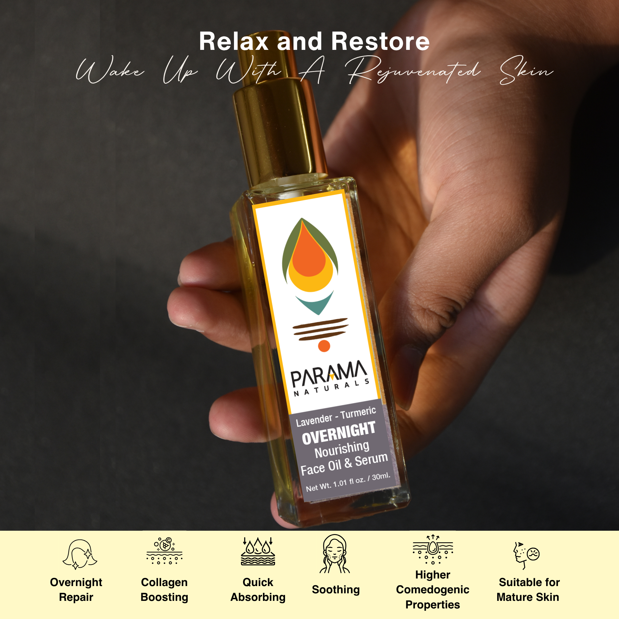 Lavender - Turmeric OVERNIGHT Nourishing Face Oil & Serum - Image 2