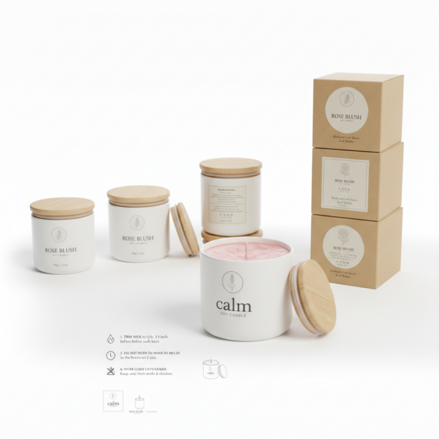 Eco-Friendly Soy Wax Aromatherapy Candle (Lavender | Rose | Sandalwood) - Image 3